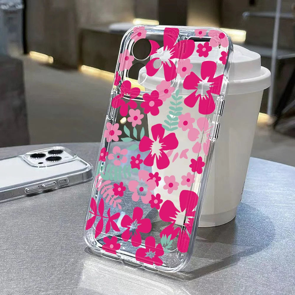 Custodia per telefono trasparente fiore per iPhone 17 16 Pro Max Custodia trasparente per iPhone 11 15 12 13 14 Pro Max Custodia 17 Air 17pro 17 Max Cover Funda