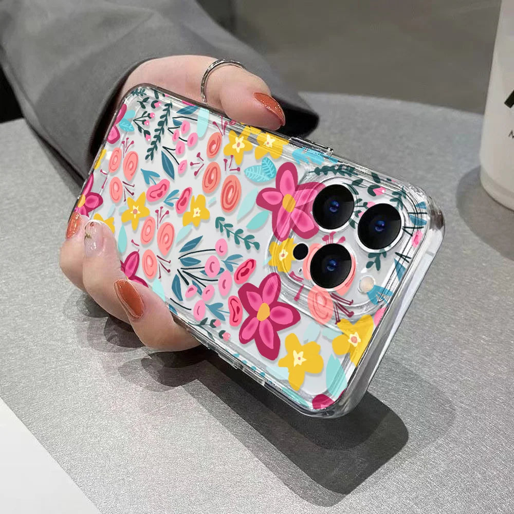 Custodia per telefono trasparente fiore per iPhone 17 16 Pro Max Custodia trasparente per iPhone 11 15 12 13 14 Pro Max Custodia 17 Air 17pro 17 Max Cover Funda