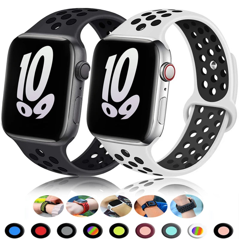 Sport Strap for Apple Watch 46mm 44mm 40mm 42-38-41mm 45mm Breathable Bracelet iWatch Series 10 9 8 7 6 SE 5 3 Ultra 2 49mm