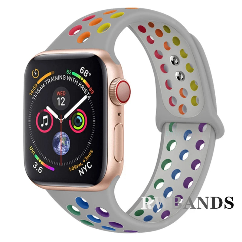 Sport Strap for Apple Watch 46mm 44mm 40mm 42-38-41mm 45mm Breathable Bracelet iWatch Series 10 9 8 7 6 SE 5 3 Ultra 2 49mm