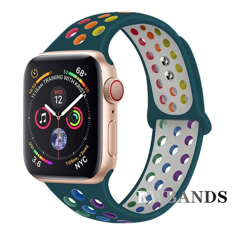 Sport Strap for Apple Watch 46mm 44mm 40mm 42-38-41mm 45mm Breathable Bracelet iWatch Series 10 9 8 7 6 SE 5 3 Ultra 2 49mm