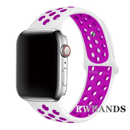 Sport Strap for Apple Watch 46mm 44mm 40mm 42-38-41mm 45mm Breathable Bracelet iWatch Series 10 9 8 7 6 SE 5 3 Ultra 2 49mm