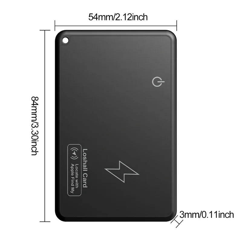 Mini Wallet Tracker Card Localizzazione di ricarica wireless Localizzatore GPS impermeabile Funziona con Apple Trova la mia app Tracker per IOS