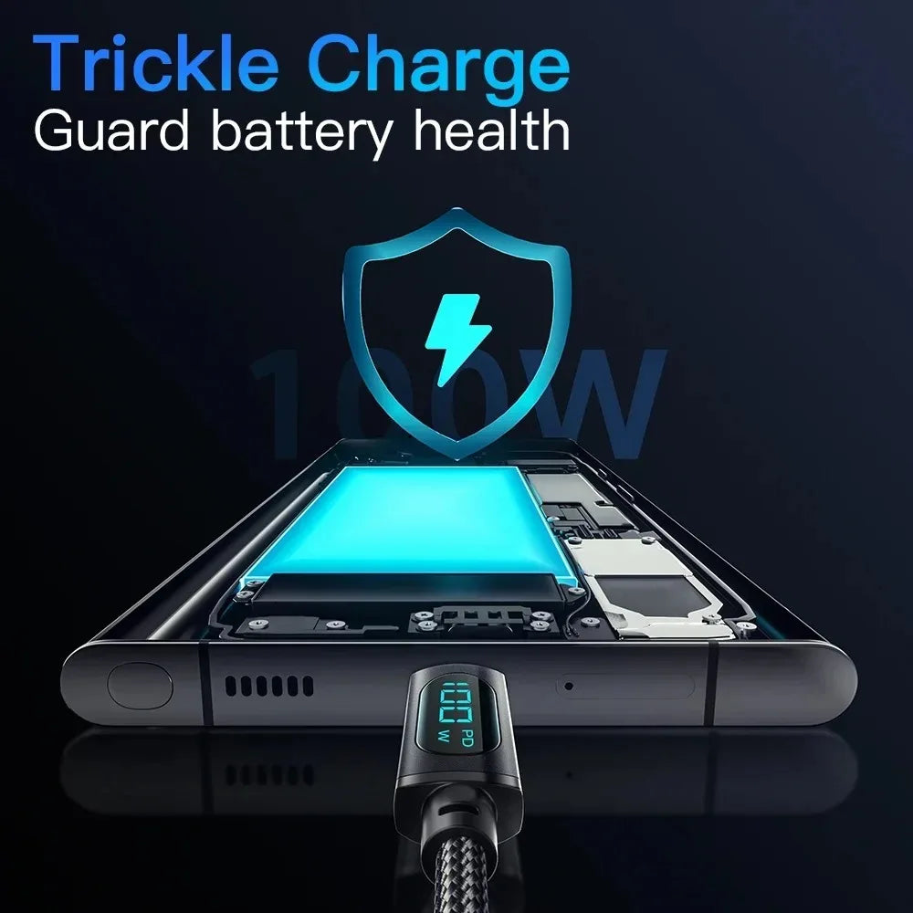 Cavo di ricarica super veloce per telefono da 120 W da tipo C a tipo C con display a LED Cavo dati da USB a tipo C per Xiaomi Samsung Huawei