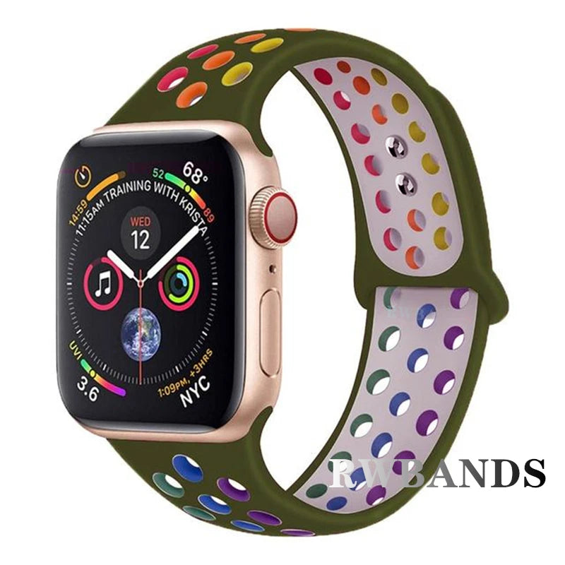 Sport Strap for Apple Watch 46mm 44mm 40mm 42-38-41mm 45mm Breathable Bracelet iWatch Series 10 9 8 7 6 SE 5 3 Ultra 2 49mm