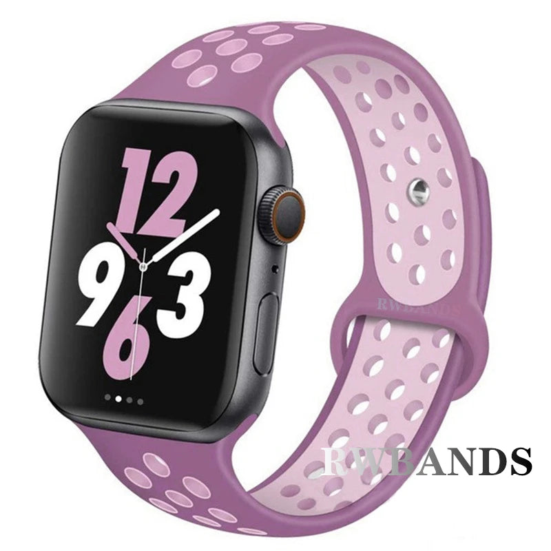 Sport Strap for Apple Watch 46mm 44mm 40mm 42-38-41mm 45mm Breathable Bracelet iWatch Series 10 9 8 7 6 SE 5 3 Ultra 2 49mm