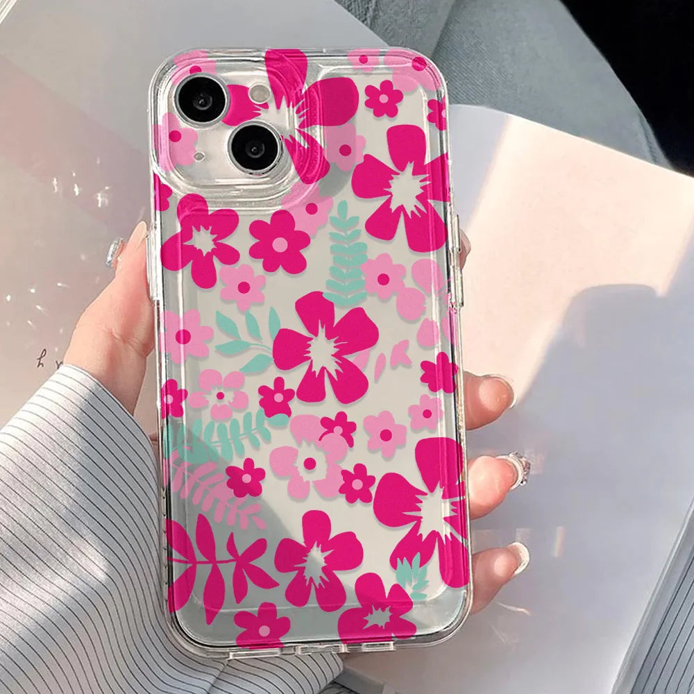 Custodia per telefono trasparente fiore per iPhone 17 16 Pro Max Custodia trasparente per iPhone 11 15 12 13 14 Pro Max Custodia 17 Air 17pro 17 Max Cover Funda