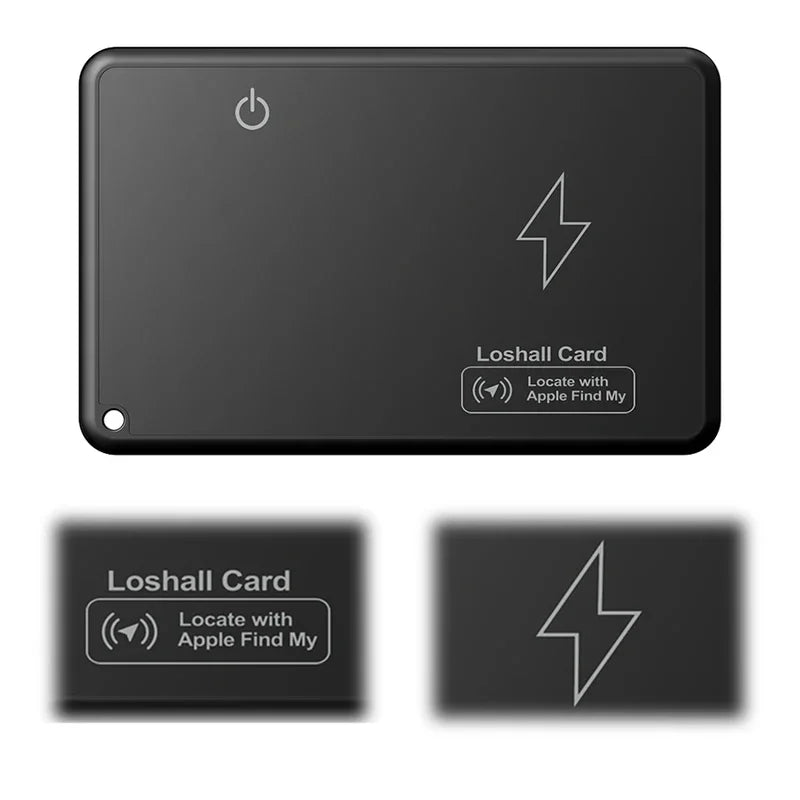 Mini Wallet Tracker Card Localizzazione di ricarica wireless Localizzatore GPS impermeabile Funziona con Apple Trova la mia app Tracker per IOS