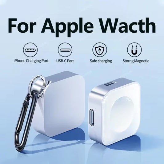 Caricatore per orologio wireless portatile Tipo C 8pin Due interfacce per Apple Watch S9 8 7 6 5 4 3 2 1 Caricatore rapido SE Ultra Series
