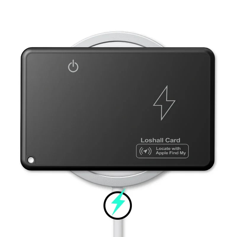 Mini Wallet Tracker Card Localizzazione di ricarica wireless Localizzatore GPS impermeabile Funziona con Apple Trova la mia app Tracker per IOS