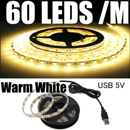 Strisce LED USB DC 5V 2835 Bianco 6000k Barra LED bianca calda Luce da cucina Lampada sotto l'armadio Luce a stringa LED 5v luce a led