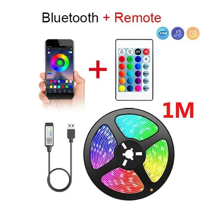 Nastro Bluetooth USB LED Strip Light 5050 SMD 5V USB RGB Luci Lampada LED flessibile Nastro Nastro RGB Autoadesivo TV Desktop Diodo