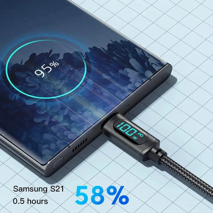 Cavo di ricarica super veloce per telefono da 120 W da tipo C a tipo C con display a LED Cavo dati da USB a tipo C per Xiaomi Samsung Huawei