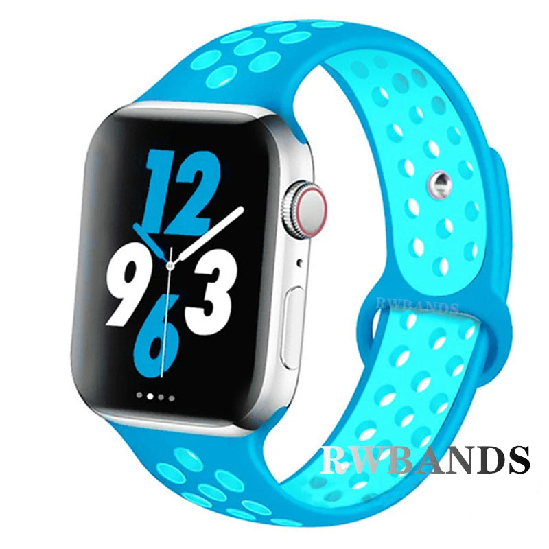 Sport Strap for Apple Watch 46mm 44mm 40mm 42-38-41mm 45mm Breathable Bracelet iWatch Series 10 9 8 7 6 SE 5 3 Ultra 2 49mm