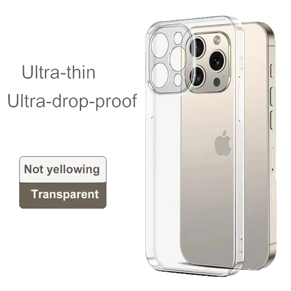 Per iPhone 15 16 Pro XS X XR Custodia in silicone trasparente antiurto per iPhone 13 11 12 14 Pro Max Mini Custodia protettiva per obiettivo posteriore