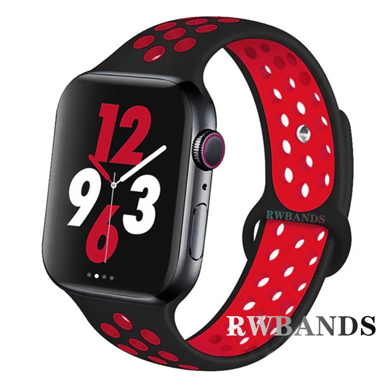 Sport Strap for Apple Watch 46mm 44mm 40mm 42-38-41mm 45mm Breathable Bracelet iWatch Series 10 9 8 7 6 SE 5 3 Ultra 2 49mm