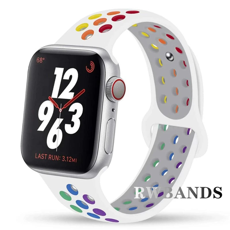 Sport Strap for Apple Watch 46mm 44mm 40mm 42-38-41mm 45mm Breathable Bracelet iWatch Series 10 9 8 7 6 SE 5 3 Ultra 2 49mm