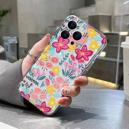 Custodia per telefono trasparente fiore per iPhone 17 16 Pro Max Custodia trasparente per iPhone 11 15 12 13 14 Pro Max Custodia 17 Air 17pro 17 Max Cover Funda