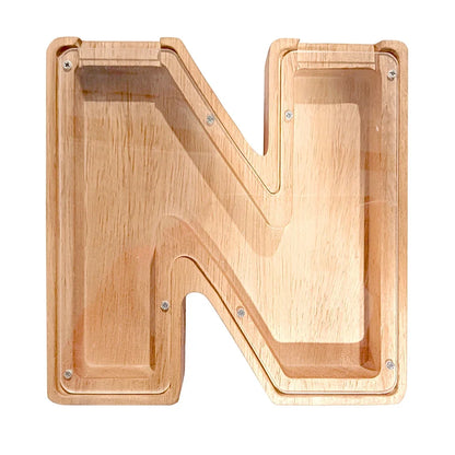 Salvadanaio in legno artigianale forma di lettera