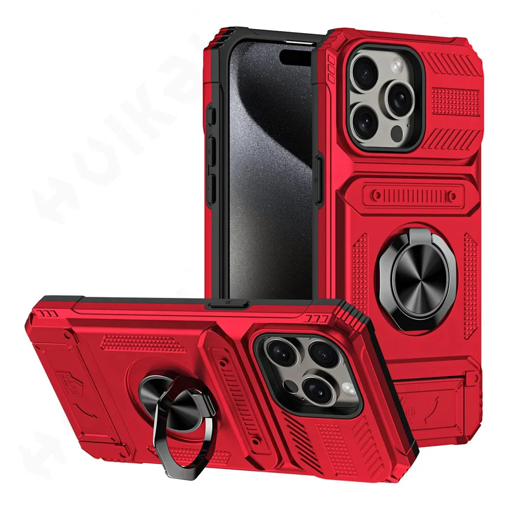 Custodia per iPhone 16 15 14 13 12 11 Pro Max XS XR 8 7 Plus Anello ruotato magnetico Cavalletto Custodia a portafoglio con protezione anticaduta resistente