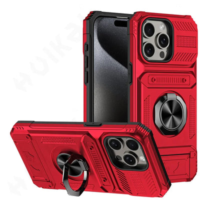 Custodia per iPhone 16 15 14 13 12 11 Pro Max XS XR 8 7 Plus Anello ruotato magnetico Cavalletto Custodia a portafoglio con protezione anticaduta resistente
