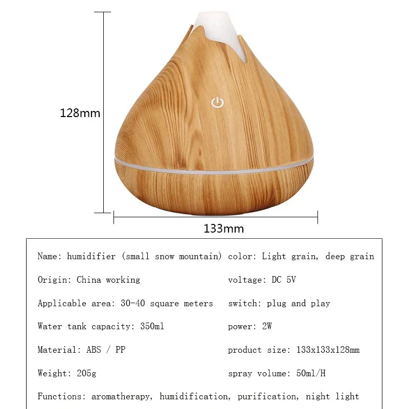 Umidificatore ad ultrasuoni con telecomando per diffusore di oli essenziali per aromaterapia da 350 ml, luce LED a 7 colori