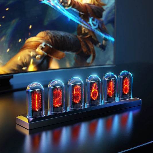 Orologio a tubo RGB Nixie LED che si illumina lo schermo a colori IPS Tubo digitale analogico fai-da-te Luci notturne Gaming Desktop Decorazione della casa Idea regalo