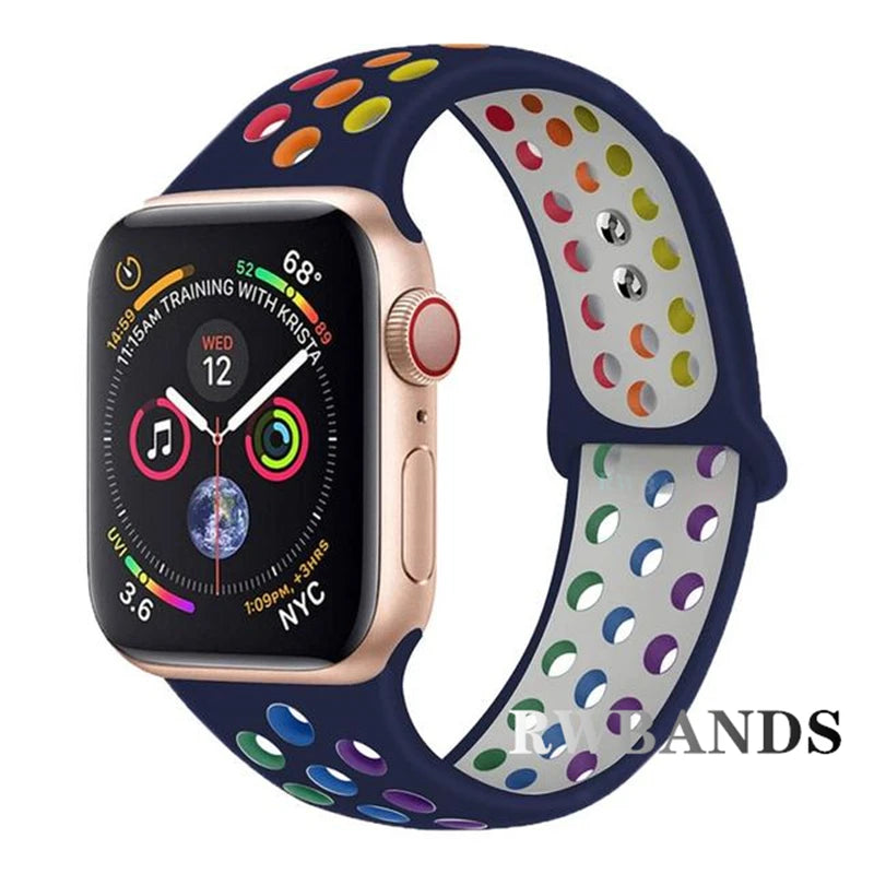 Sport Strap for Apple Watch 46mm 44mm 40mm 42-38-41mm 45mm Breathable Bracelet iWatch Series 10 9 8 7 6 SE 5 3 Ultra 2 49mm