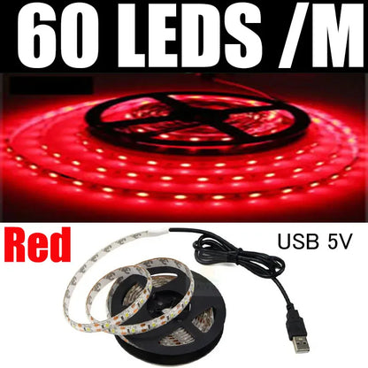 Strisce LED USB DC 5V 2835 Bianco 6000k Barra LED bianca calda Luce da cucina Lampada sotto l'armadio Luce a stringa LED 5v luce a led
