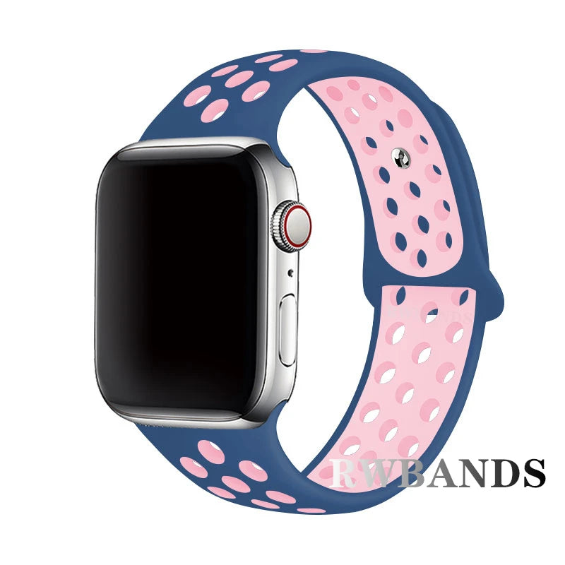 Sport Strap for Apple Watch 46mm 44mm 40mm 42-38-41mm 45mm Breathable Bracelet iWatch Series 10 9 8 7 6 SE 5 3 Ultra 2 49mm