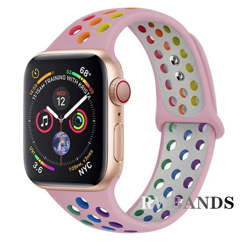 Sport Strap for Apple Watch 46mm 44mm 40mm 42-38-41mm 45mm Breathable Bracelet iWatch Series 10 9 8 7 6 SE 5 3 Ultra 2 49mm