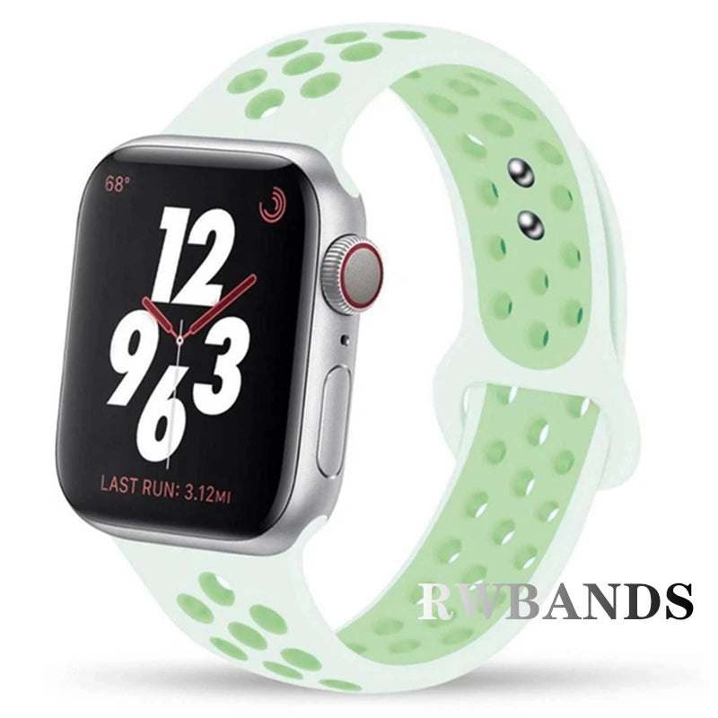 Sport Strap for Apple Watch 46mm 44mm 40mm 42-38-41mm 45mm Breathable Bracelet iWatch Series 10 9 8 7 6 SE 5 3 Ultra 2 49mm