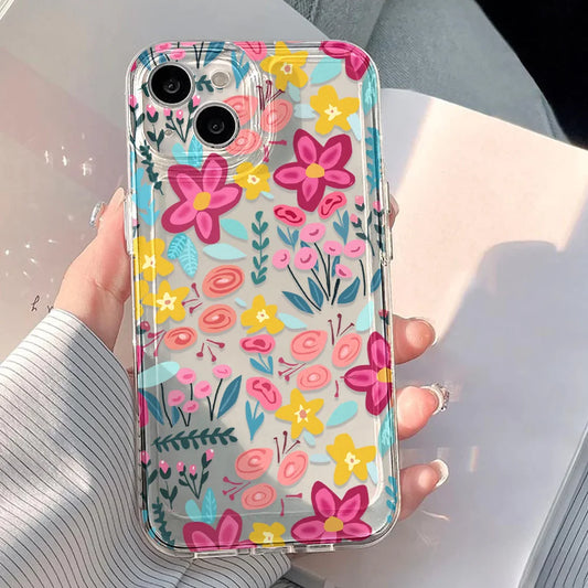 Custodia per telefono trasparente fiore per iPhone 17 16 Pro Max Custodia trasparente per iPhone 11 15 12 13 14 Pro Max Custodia 17 Air 17pro 17 Max Cover Funda