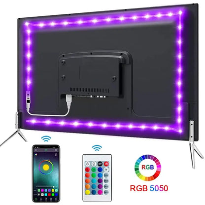 Nastro Bluetooth USB LED Strip Light 5050 SMD 5V USB RGB Luci Lampada LED flessibile Nastro Nastro RGB Autoadesivo TV Desktop Diodo