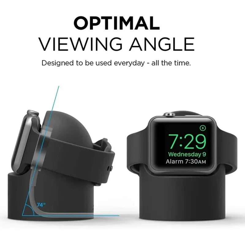 Supporto per caricabatterie per Apple Watch Serie 9 8 7 6 5 SE 3 Ultra 1 2 Stazione dock per caricabatterie Staffa in silicone