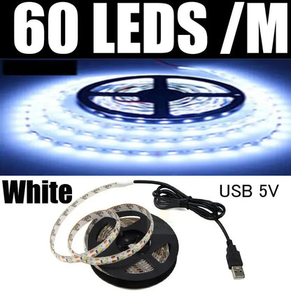 Strisce LED USB DC 5V 2835 Bianco 6000k Barra LED bianca calda Luce da cucina Lampada sotto l'armadio Luce a stringa LED 5v luce a led