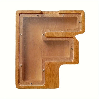 Salvadanaio in legno artigianale forma di lettera
