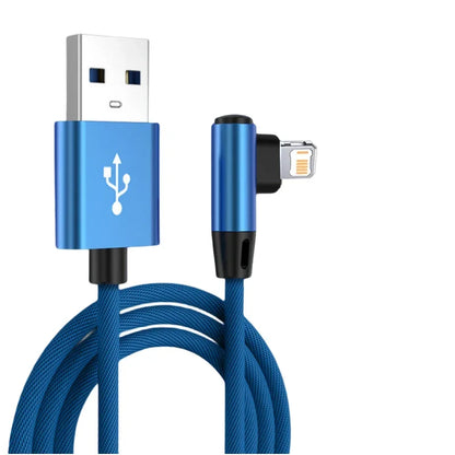 Cavo USB da 90 gradi per iPhone 14 13 12 11 Pro Max X XR 6s 7 8 Plus Cavo da 2 m 3 m Cavo di ricarica rapida per telefono cellulare Cavo per caricabatterie dati