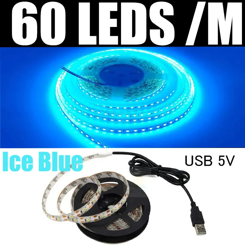 Strisce LED USB DC 5V 2835 Bianco 6000k Barra LED bianca calda Luce da cucina Lampada sotto l'armadio Luce a stringa LED 5v luce a led