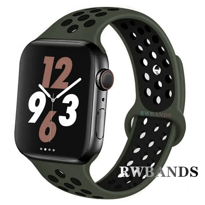Sport Strap for Apple Watch 46mm 44mm 40mm 42-38-41mm 45mm Breathable Bracelet iWatch Series 10 9 8 7 6 SE 5 3 Ultra 2 49mm