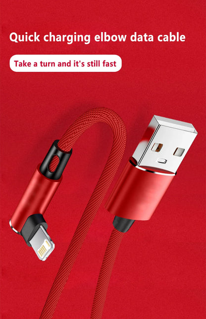 Cavo USB da 90 gradi per iPhone 14 13 12 11 Pro Max X XR 6s 7 8 Plus Cavo da 2 m 3 m Cavo di ricarica rapida per telefono cellulare Cavo per caricabatterie dati